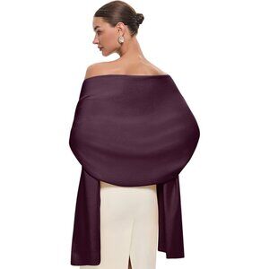 Women's Burgund Luxury Silk Satin Scarf Shawl Wrap Elegant And Stylish Accessory